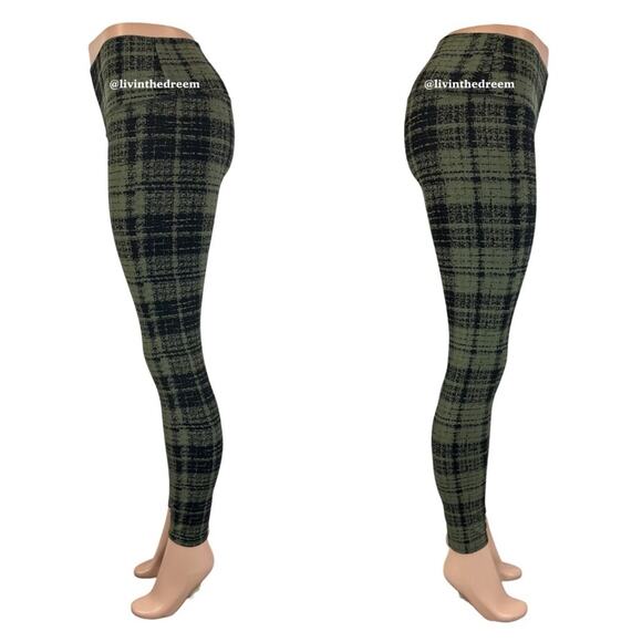 ONA by Yoon Chung PLAID LEGGING IN OLIVE GREEN SZ M $125.00 - Picture 6 of 9